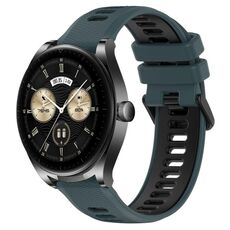 Per Huawei Watch Buds 22mm Cinturino sportivo in silicone bicolore (verde oliva + nero)