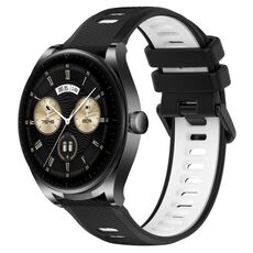 Per Huawei Watch Buds 22mm Cinturino sportivo in silicone bicolore (nero + bianco)