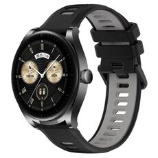Per Huawei Watch Buds 22mm Cinturino sportivo in silicone bicolore (nero + grigio)