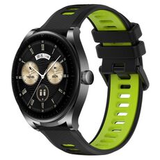 Per Huawei Watch Buds 22mm Cinturino sportivo in silicone bicolore (nero + verde)