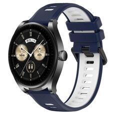 Per Huawei Watch Buds 22mm Cinturino sportivo in silicone bicolore (blu notte + bianco)