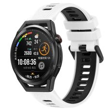 Per Huawei Watch GT Runner 22mm Cinturino sportivo in silicone bicolore (bianco + nero)