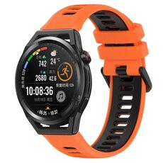 Per Huawei Watch GT Runner 22mm Cinturino sportivo in silicone bicolore (arancione + nero)
