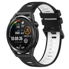 Per Huawei Watch GT Runner 22mm Cinturino sportivo in silicone bicolore (nero + bianco)