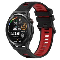 Per Huawei Watch GT Runner 22mm Cinturino sportivo in silicone bicolore (nero + rosso)