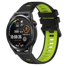 Per Huawei Watch GT Runner 22mm Cinturino sportivo in silicone bicolore (nero + verde)