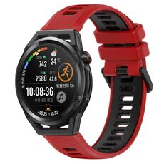Per Huawei Watch GT Runner 22mm Cinturino sportivo in silicone bicolore (rosso + nero)