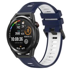 Per Huawei Watch GT Runner 22mm Cinturino sportivo in silicone bicolore (blu notte + bianco)