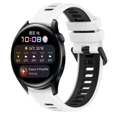Per Huawei Watch 3 22mm Cinturino sportivo in silicone bicolore (bianco + nero)