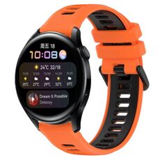 Per Huawei Watch 3 22mm Cinturino sportivo in silicone bicolore (arancione + nero)