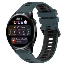 Per Huawei Watch 3 22mm Cinturino sportivo in silicone bicolore (verde oliva + nero)