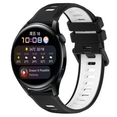 Per Huawei Watch 3 22mm Cinturino sportivo in silicone bicolore (nero + bianco)
