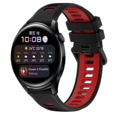 Per Huawei Watch 3 22mm Cinturino sportivo in silicone bicolore (nero + rosso)