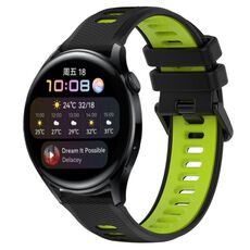 Per Huawei Watch 3 22mm Cinturino sportivo in silicone bicolore (nero + verde)