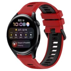Per Huawei Watch 3 22mm Cinturino sportivo in silicone bicolore (rosso + nero)