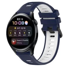 Per Huawei Watch 3 22mm Cinturino sportivo in silicone bicolore (blu notte + bianco)