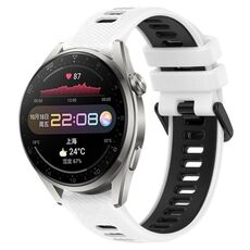 Per Huawei Watch 3 Pro 22mm Cinturino sportivo in silicone bicolore (bianco + nero)