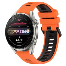 Per Huawei Watch 3 Pro 22mm Cinturino sportivo in silicone bicolore (arancione + nero)