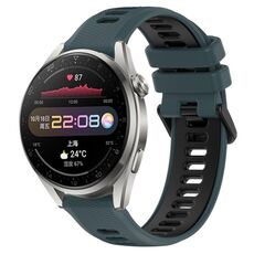 Per Huawei Watch 3 Pro 22mm Cinturino sportivo in silicone bicolore (verde oliva + nero)