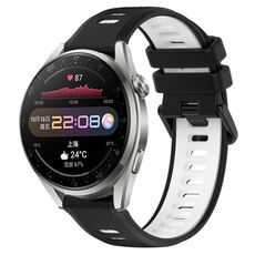 Per Huawei Watch 3 Pro 22mm Cinturino sportivo in silicone bicolore (nero + bianco)