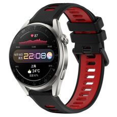 Per Huawei Watch 3 Pro 22mm Cinturino sportivo in silicone bicolore (nero + rosso)