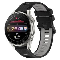Per Huawei Watch 3 Pro 22mm Cinturino sportivo in silicone bicolore (nero + grigio)