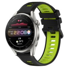 Per Huawei Watch 3 Pro 22mm Cinturino sportivo in silicone bicolore (nero + verde)