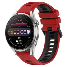 Per Huawei Watch 3 Pro 22mm Cinturino sportivo in silicone bicolore (rosso + nero)