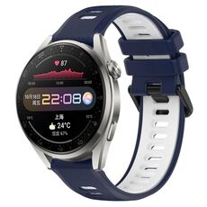 Per Huawei Watch 3 Pro 22mm Cinturino sportivo in silicone bicolore (blu notte + bianco)