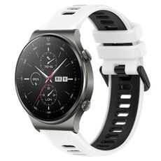 Per Huawei GT2 Pro 22mm Cinturino sportivo in silicone bicolore (bianco + nero)