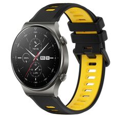 Per Huawei GT2 Pro 22mm Cinturino sportivo in silicone bicolore (nero + giallo)