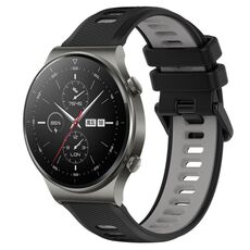Per Huawei GT2 Pro 22mm Cinturino sportivo in silicone bicolore (nero + grigio)