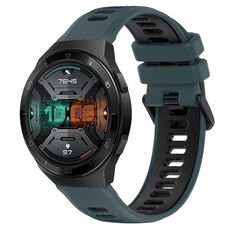 Per Huawei Watch GT 2E 22mm Cinturino sportivo in silicone bicolore (verde oliva + nero)