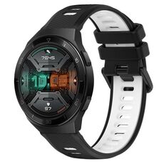 Per Huawei Watch GT 2E 22mm Cinturino sportivo in silicone bicolore (nero + bianco)