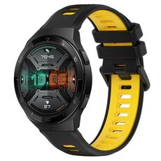 Per Huawei Watch GT 2E 22mm Cinturino sportivo in silicone bicolore (nero + giallo)