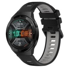 Per Huawei Watch GT 2E 22mm Cinturino sportivo in silicone bicolore (nero + grigio)