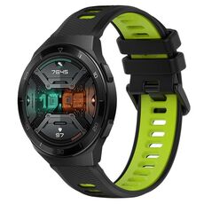 Per Huawei Watch GT 2E 22mm Cinturino sportivo in silicone bicolore (nero + verde)
