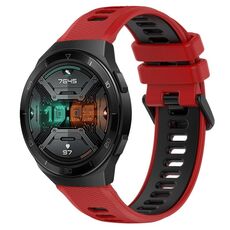 Per Huawei Watch GT 2E 22mm Cinturino sportivo in silicone bicolore (rosso + nero)