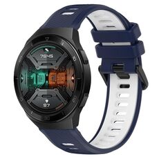 Per Huawei Watch GT 2E 22mm Cinturino sportivo in silicone bicolore (blu notte + bianco)