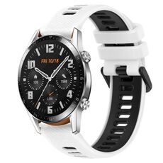 Per Huawei GT2 46mm 22mm Cinturino sportivo in silicone bicolore (bianco + nero)