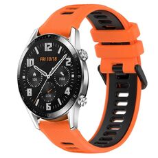 Per Huawei GT2 46mm 22mm Cinturino sportivo in silicone bicolore (arancione + nero)