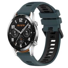 Per Huawei GT2 46mm 22mm Cinturino sportivo in silicone bicolore (verde oliva + nero)