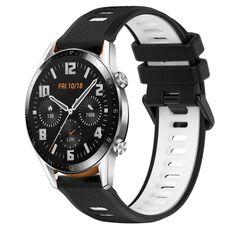 Per Huawei GT2 46mm 22mm Cinturino sportivo in silicone bicolore (nero + bianco)