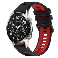 Per Huawei GT2 46mm 22mm Cinturino sportivo in silicone bicolore (nero + rosso)