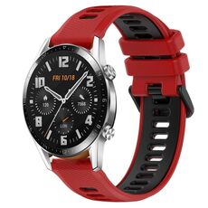 Per Huawei GT2 46mm 22mm Cinturino sportivo in silicone bicolore (rosso + nero)