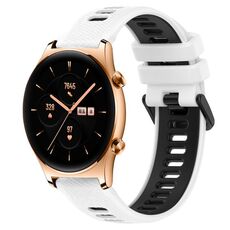 For Honor Watch GS 3 22mm Cinturino sportivo in silicone bicolore (bianco + nero)