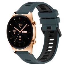 For Honor Watch GS 3 22mm Cinturino sportivo in silicone bicolore (verde oliva + nero)