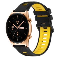 For Honor Watch GS 3 22mm Cinturino sportivo in silicone bicolore (nero + giallo)