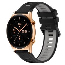 For Honor Watch GS 3 22mm Cinturino sportivo in silicone bicolore (nero + grigio)