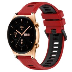 For Honor Watch GS 3 22mm Cinturino sportivo in silicone bicolore (rosso + nero)